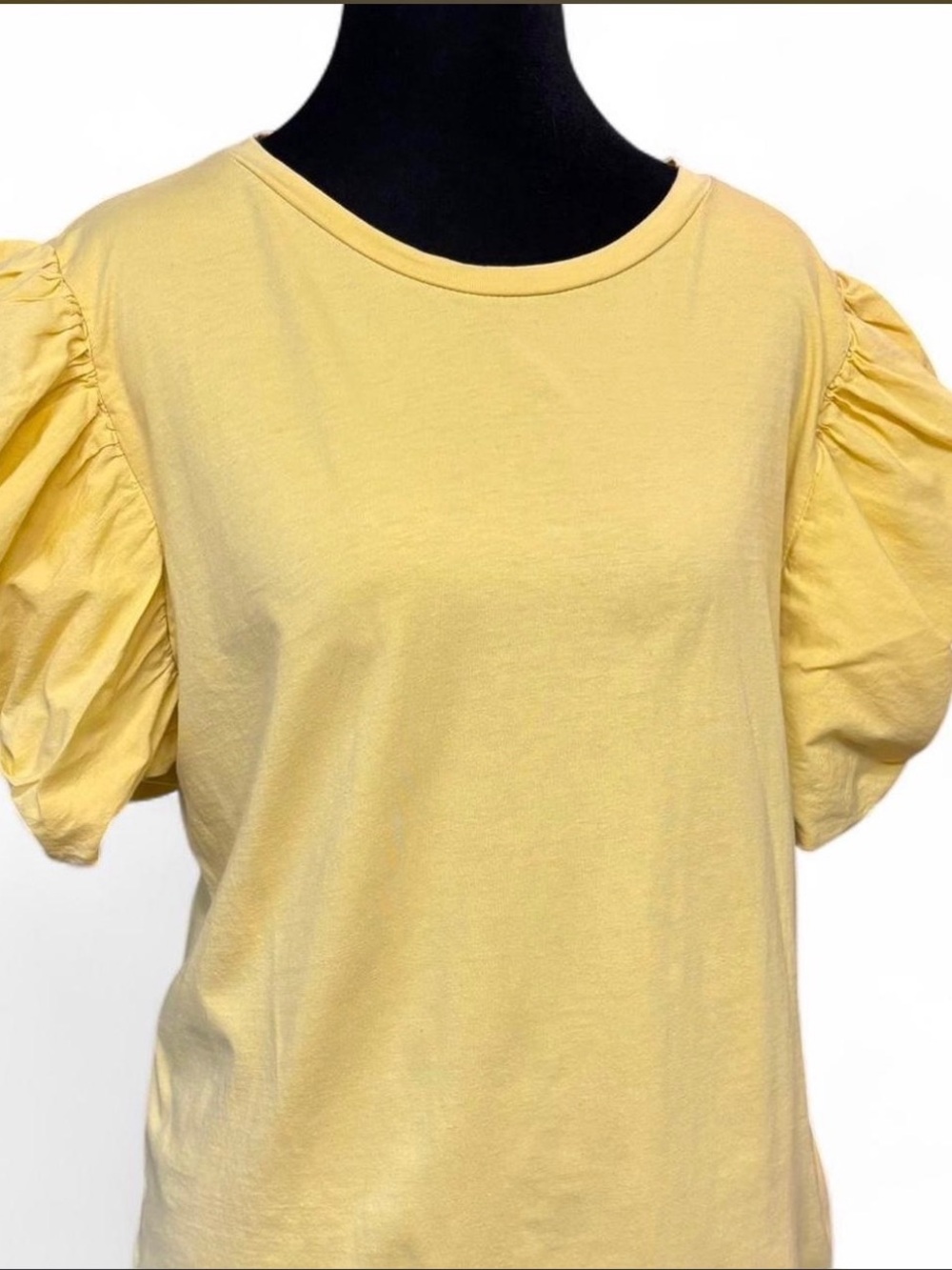 Zara Pale Yellow Puff-Sleeve Tee